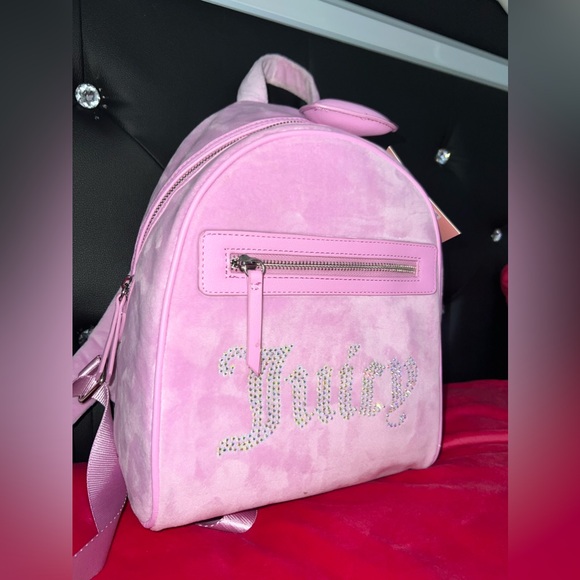 NWT Juicy Couture Velour Big Spender Pink Fondant Backpack - Picture 9 of 14